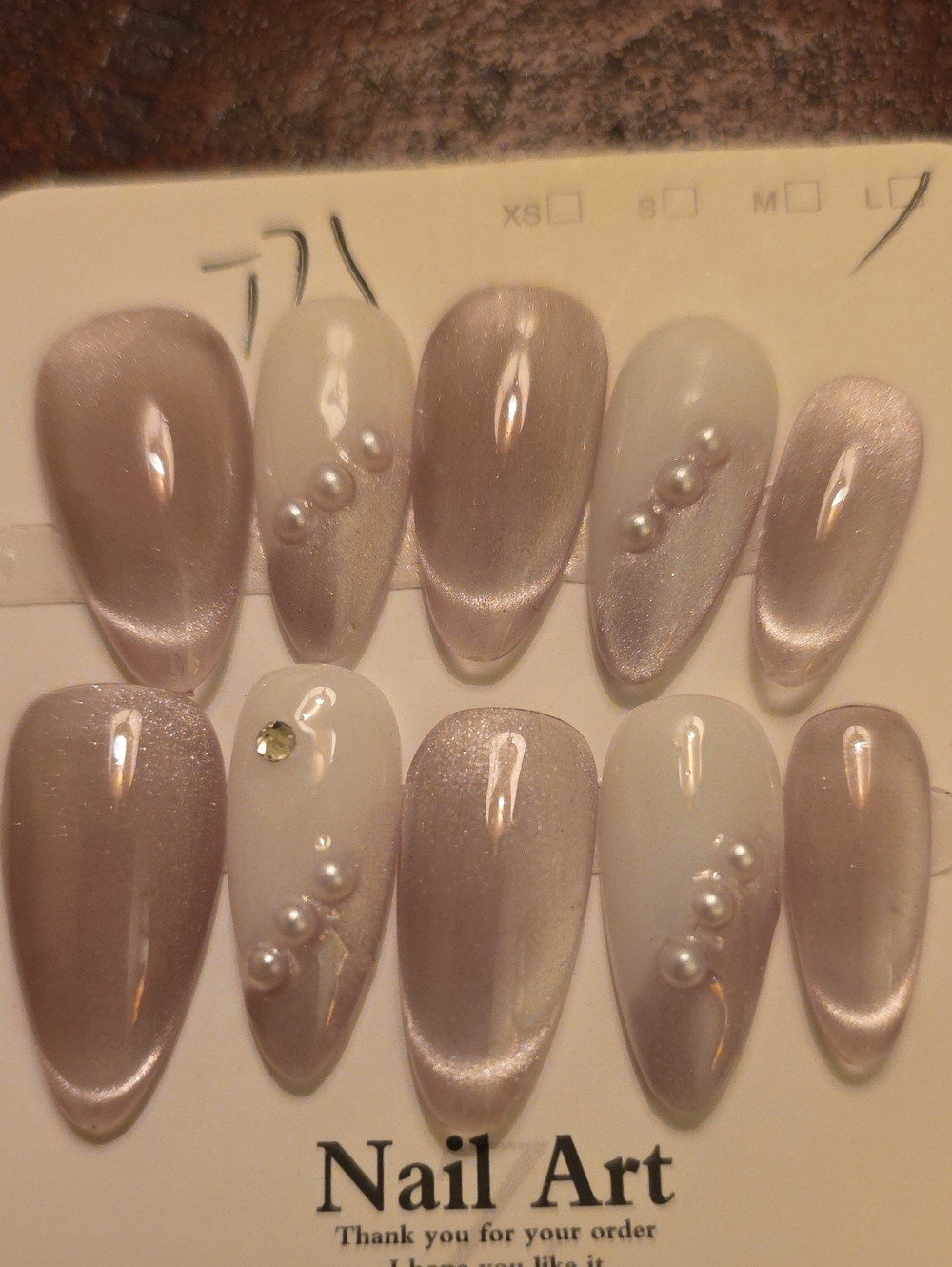 Press-On Set – White Pink & Cream Elegance